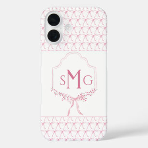 Pink Monogram and Watercolor Bows iPhone case