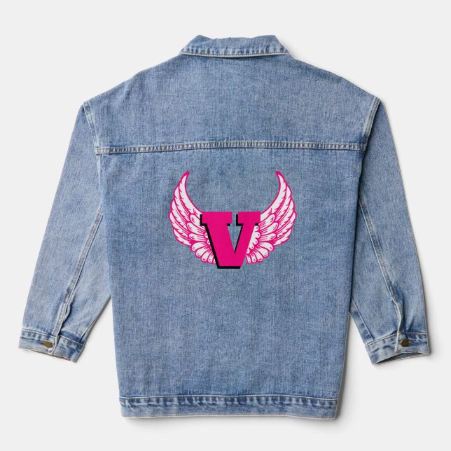 Pink Monogram Angel Wings Denim Jacket (Back)
