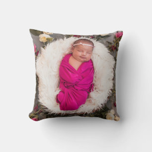 Pink Monogram Baby Girl Photo Cushion