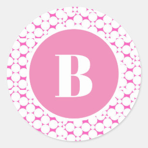 Pink Monogram Baby Shower Party Favour Sticker