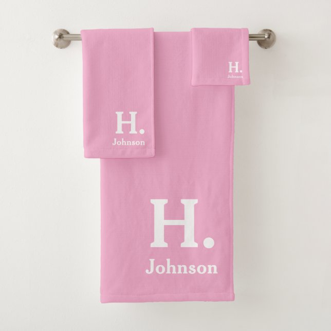 Pink Monogram  Bath Towel Set (Insitu)