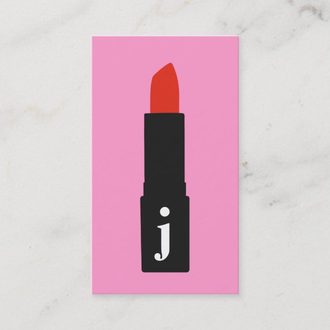 Pink Monogram Beauty Makeup Artist Lipstick Business Card (Front)