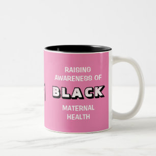 Pink Monogram Black Maternal Health Awareness Two-Tone Coffee Mug