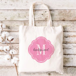 Pink Monogram Bridesmaid Tote Bag<br><div class="desc">Cute trendy monogrammed wedding party tote bags personalised with a custom monogram initial,  bridesmaid text or add a name or other message. Click Customise It to change text fonts and colours to create a unique one of a kind gift for your bridesmaids and wedding party!</div>