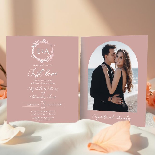 Pink Monogram Budget Wedding Invitations (Creator Uploaded)