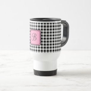 Pink Monogram, Buffalo Check Stainless Steel Travel Mug