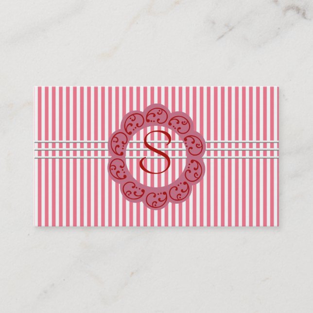 Pink Monogram Business Card (Front)