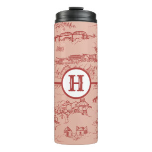 Pink Monogram Chattanooga Toile Thermal Tumbler