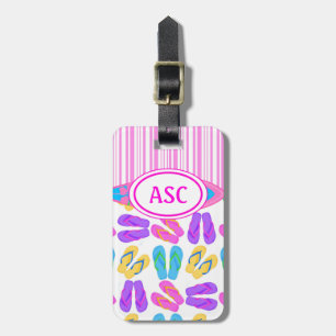 Pink Monogram Colourful Flip Flops and Surfboard Luggage Tag