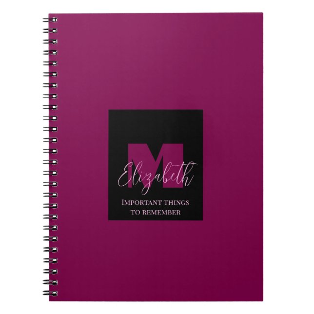 Pink Monogram Custom Name Polka Dots Geometric Ci Notebook (Front)