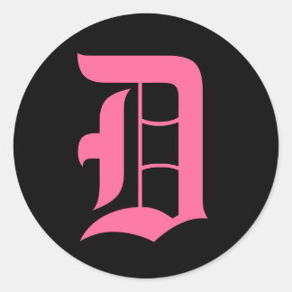 Pink Monogram D Classic Round Sticker