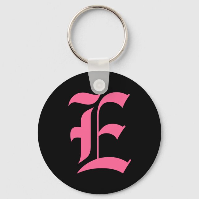 Pink Monogram E Key Ring (Front)