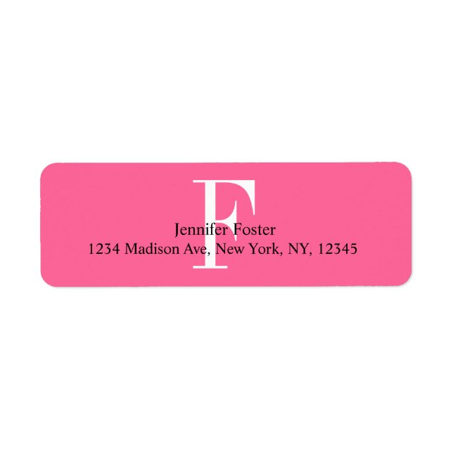 Pink Monogram F Address Labels (Front)