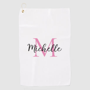 Pink Monogram First Name Personalised Golf Towel