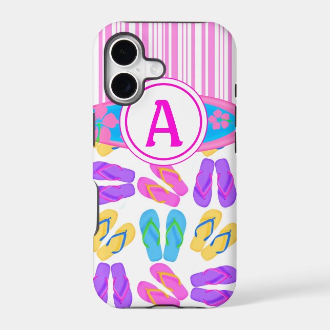 Pink Monogram Flip Flops Surfboard iPhone 5 Case (Back)