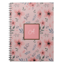 Pink Monogram Floral Pattern Simple Boho Vintage