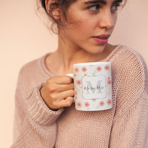 Pink Monogram Floral Personalised Coffee Mug