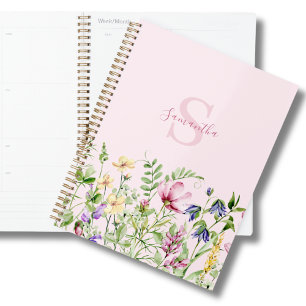 Pink Monogram Floral Planner