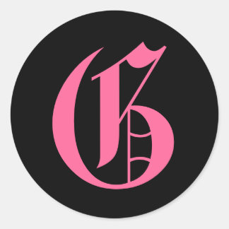 Pink Monogram G Classic Round Sticker
