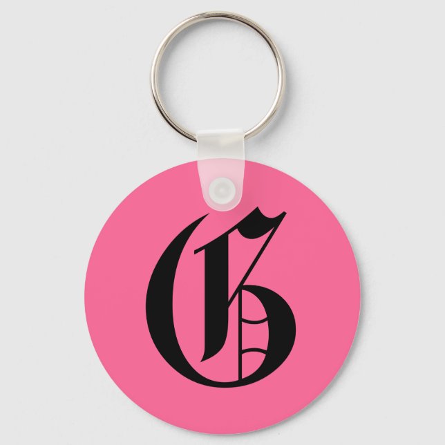 Pink Monogram G Key Ring (Front)
