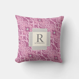 Pink Monogram Geometric Cushion