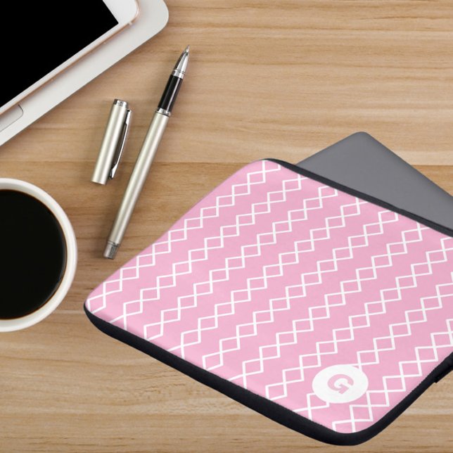 Pink Monogram Geometric Laptop Sleeve (Creator Uploaded)