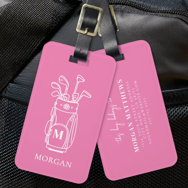 Pink Monogram Golf Bag Luggage Tag (Pink Monogram Golf Bag Luggage Tag)
