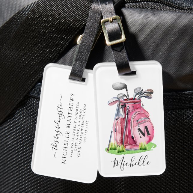 Pink Monogram Golf Bag Luggage Tag (Pink Monogram Golf Bag Luggage Tag)