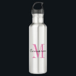 Pink Monogram Initial and Name Personalised Gift 710 Ml Water Bottle<br><div class="desc">Pink Monogram Initial and Name Personalised</div>