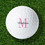 Pink Monogram Initial and Name Personalised Golf Balls<br><div class="desc">Elevate your golf game with our custom golf balls, personalised with a simple classic monogram initial and a script name overlay. Choose from a wide selection of colours to create a timeless design that’s truly unique. These golf balls make a perfect gift for any occasion, whether it’s Christmas, Father’s Day,...</div>