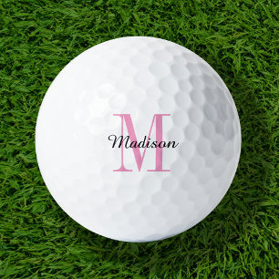 Pink Monogram Initial and Name Personalised Golf Balls