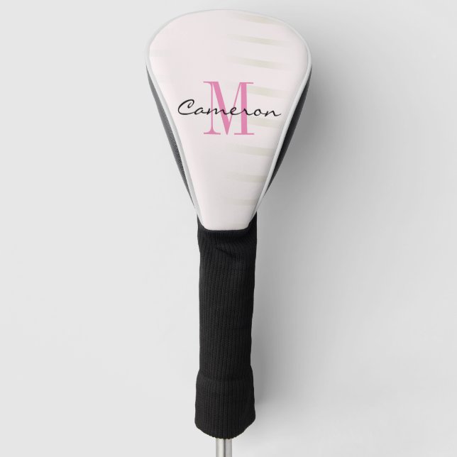 Pink Monogram Initial and Name Personalised Golf Head Cover (Front)