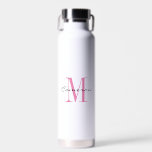 Pink Monogram Initial and Name Personalised Water  Bottle<br><div class="desc">Pink Monogram Initial and Name Personalised</div>
