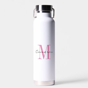 Pink Monogram Initial and Name Personalised Water  Bottle