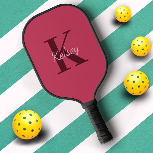 Pink Monogram Initial First Name Pickleball Paddle