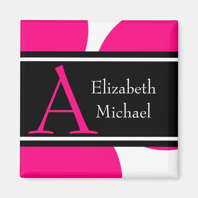 Pink Monogram Initial Wedding Magnet (Front)