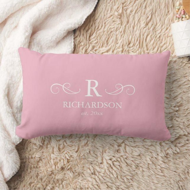 Pink Monogram Lumbar Pillow (Blanket)