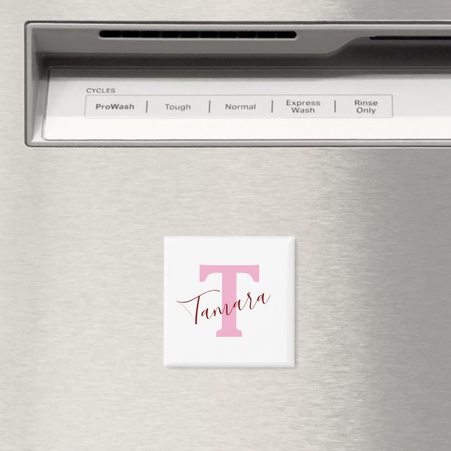 Pink Monogram Magnet | Custom Name (In Situ (Dishwasher))