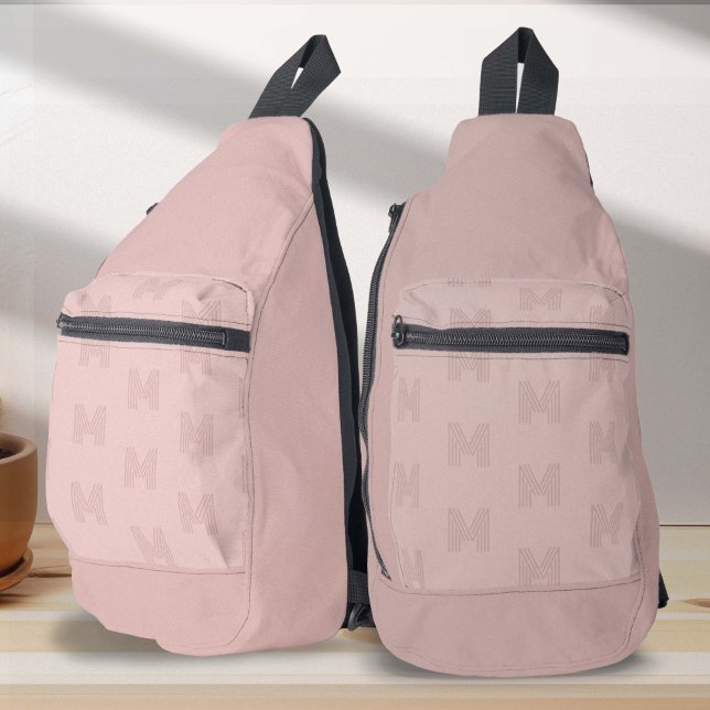 Pink Monogram Modern Pattern, Womens Sling Bag (Pink monogram small women's sling bag.)