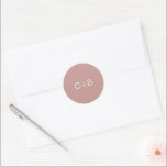 Pink Monogram Modern Wedding Classic Round Sticker<br><div class="desc">Minimalist and modern design.</div>