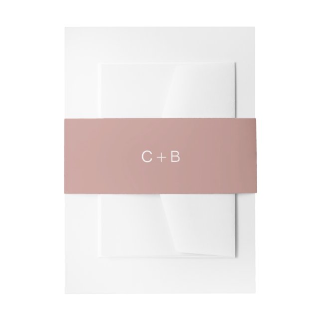 Pink Monogram Modern Wedding Invitation Belly Band (Front Example)