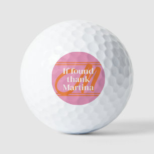 Pink Monogram Name Funny Golf Balls