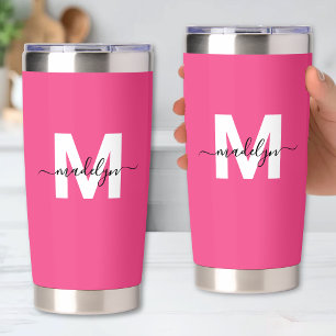 Pink Monogram Name Insulated Tumbler