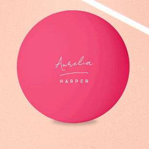 Pink Monogram Name Personalised Ping Pong Ball
