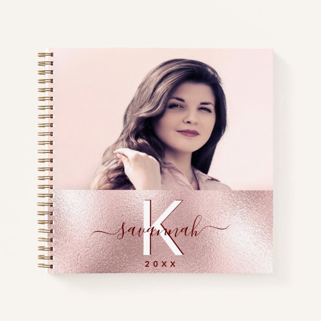 Pink monogram name photo notebook (Front)