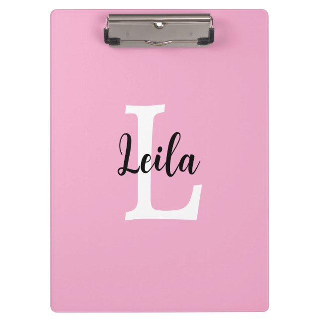 Pink Monogram Name Script Personalised Design Clipboard (Front)
