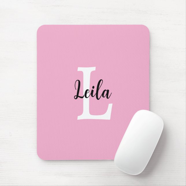 Pink Monogram Name Script Personalised Design Mouse Mat (With Mouse)