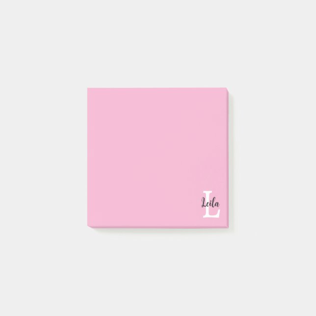 Pink Monogram Name Script Personalised Design Post-it Notes (Front)