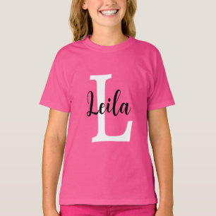 Pink Monogram Name Script Personalised Design T-Shirt