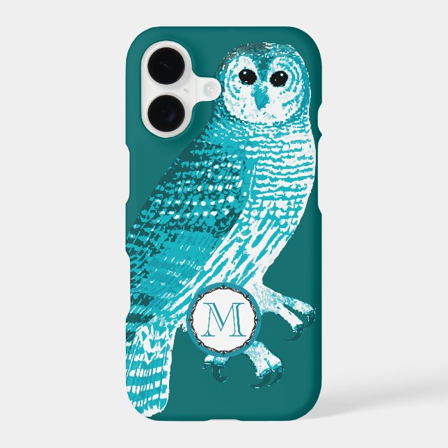 Pink Monogram Owl Personalised iphone Case (Back)